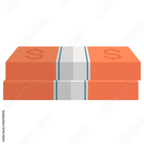 Stacked bundles of cash with dollar signs, isolated on a white background, ideal for financial concepts