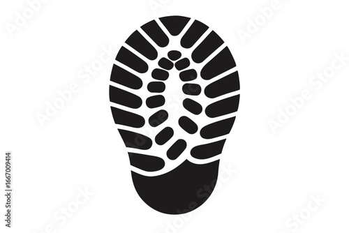Black Shoe Print Vector Detailed Sole Impression Design, Footwear Track Artwork