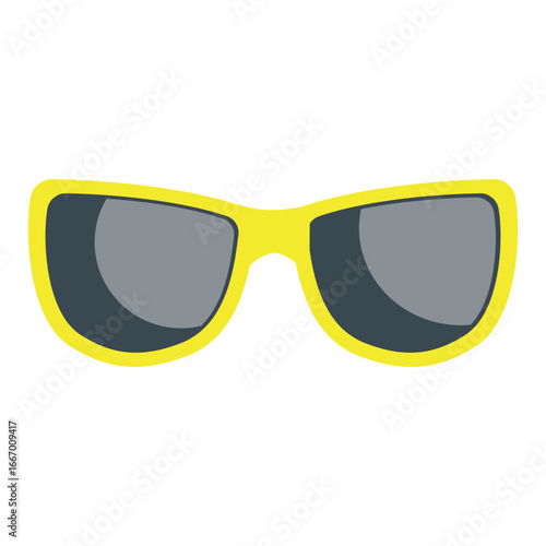 Stylish sunglasses resting on a vibrant yellow surface, showcasing modern design and color