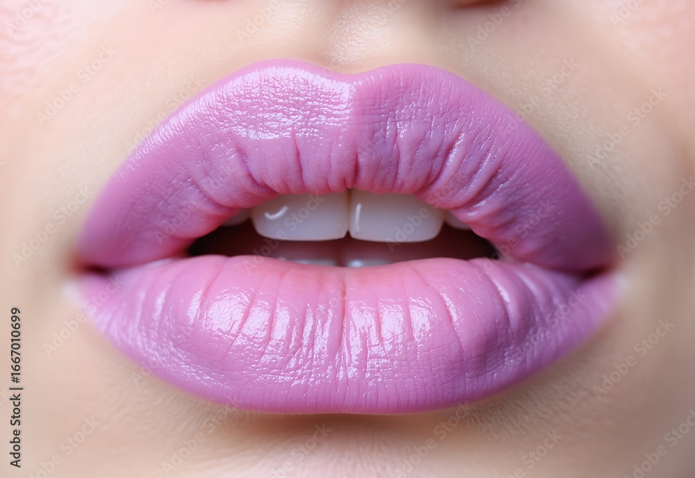 Fototapeta premium close up pink lips of young woman