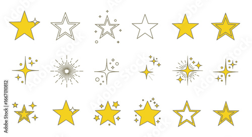 Sparkling star icons and graphic elements for festive and celebratory designs