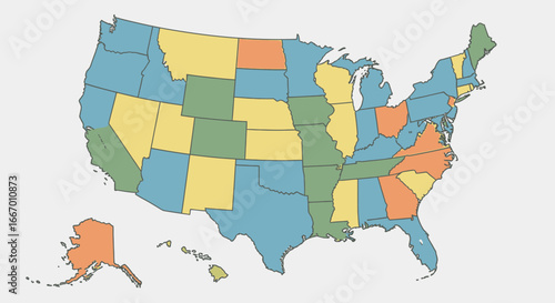 Colorful map of the United States showing state by state data with distinct color coding for easy analysis