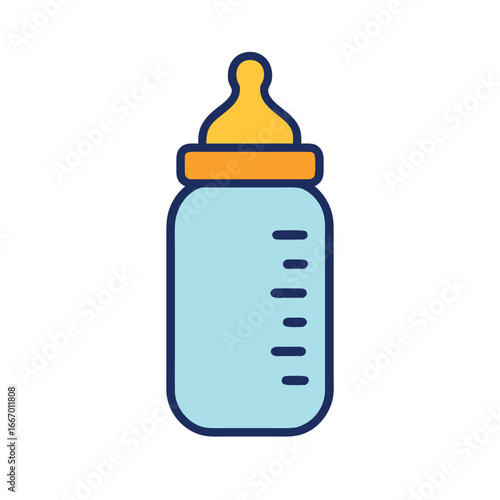 Baby milk bottle with nipple for feeding pacifier icon