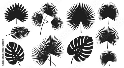 Elegant tropical leaf silhouettes for modern design projects and stylish decor applications