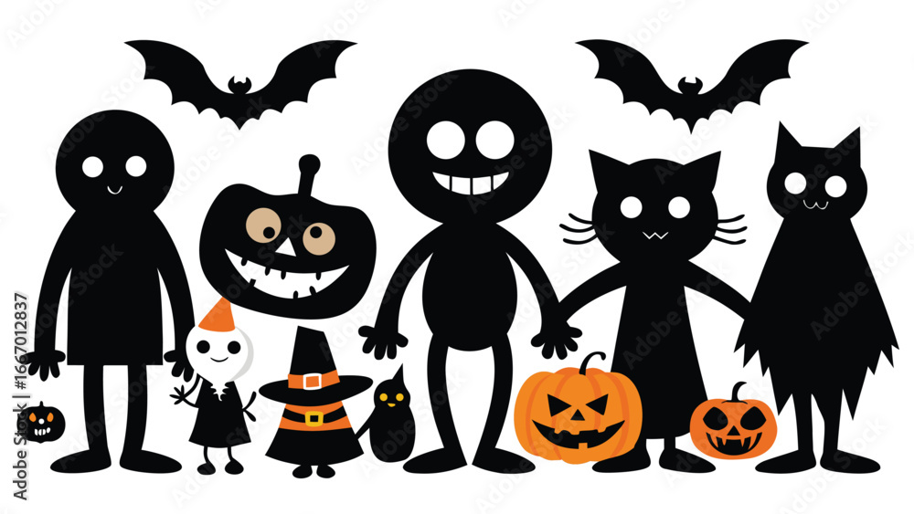 Obraz premium Diverse collection of black silhouettes showcasing various objects and figures in a graphic design set