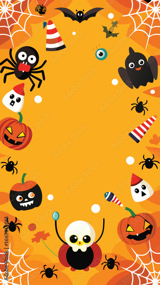 Obraz premium Spooky halloween arrangement with festive decorations and classic symbols