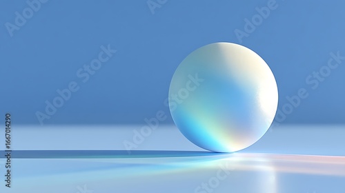 Minimalist 3D Sphere on Isolated Blue Background with Copy Space