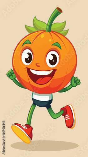 Whimsical cartoon illustration of a happy anthropomorphic character in vibrant colors with playful design elements