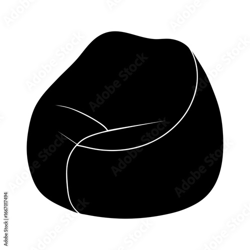 Handmade silhouette of bean bag chair with uneven edges isolated on white background