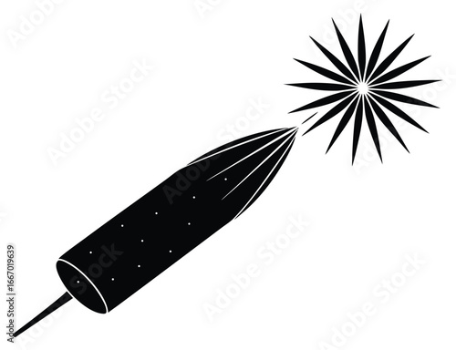 Black and white sparkler icon illustration for celebration and holiday design