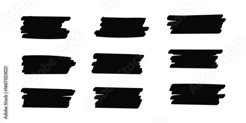 Set of hand drawn marker line vector illustration design element, grunge strokes, doodle lines underline scribble 