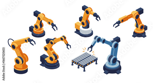 Isometric robotic arms assembly line: advanced automation in modern manufacturing