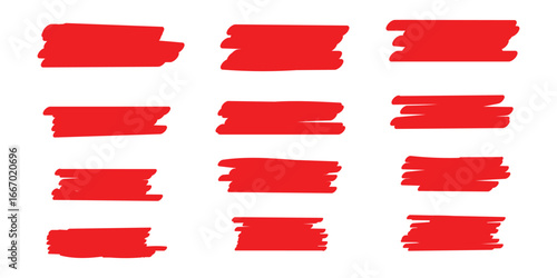 Set of hand drawn marker line vector illustration design element, grunge strokes, doodle lines underline scribble 