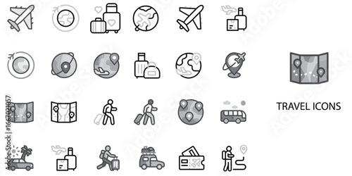 Travel simple concept 24 Grew color icons set .Vector illustration.