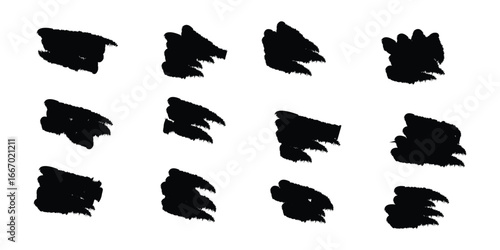 Set of hand drawn marker line vector illustration design element, grunge strokes, doodle lines underline scribble 