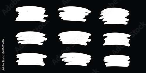 Set of hand drawn marker line vector illustration design element, grunge strokes, doodle lines underline scribble 