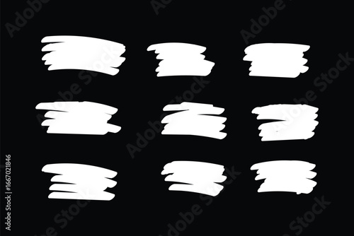 Set of hand drawn marker line vector illustration design element, grunge strokes, doodle lines underline scribble 
