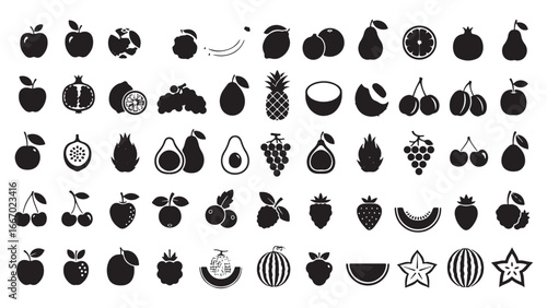 Fruits, berries icon set