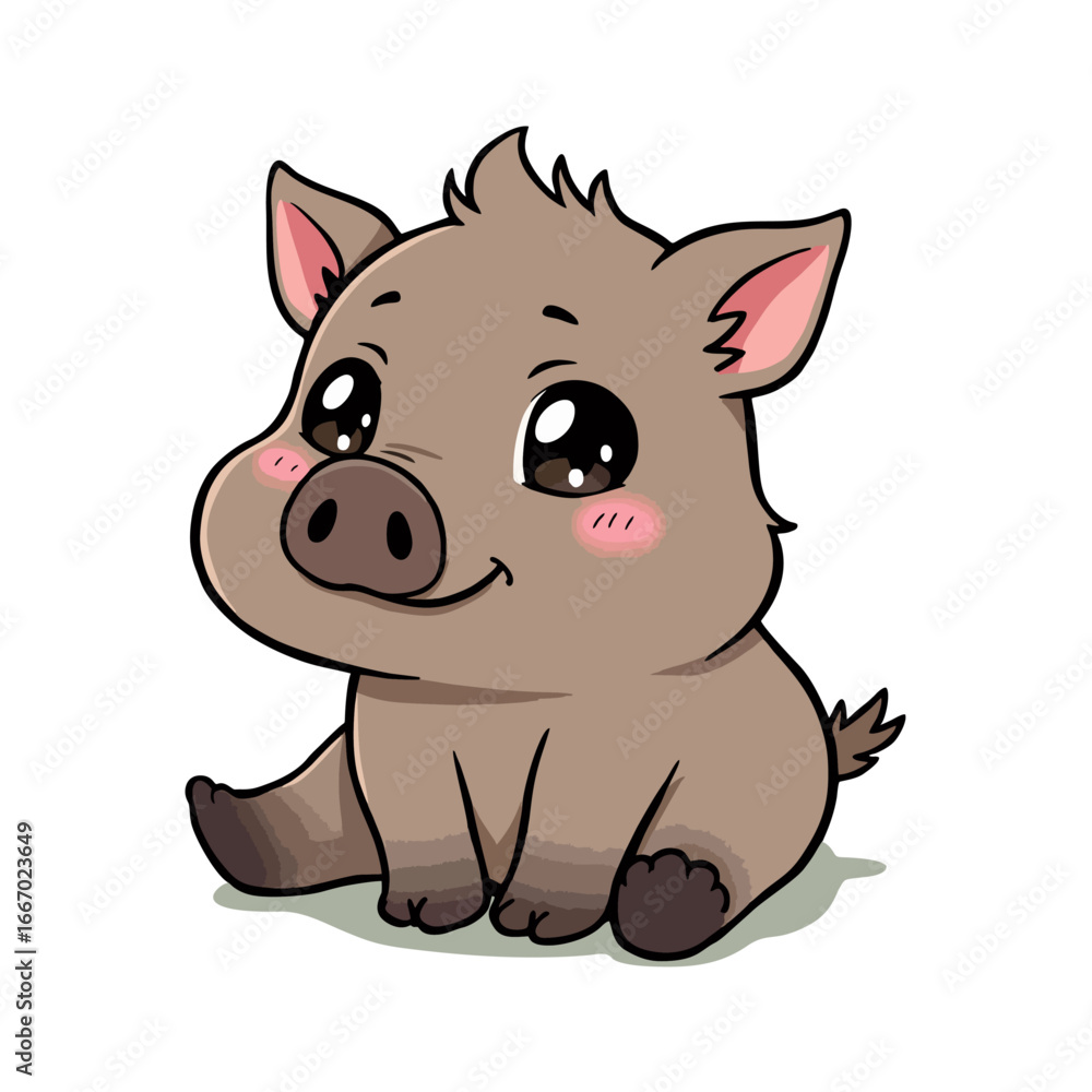 Fototapeta premium Cute Baby Wild Boar Clipart 09