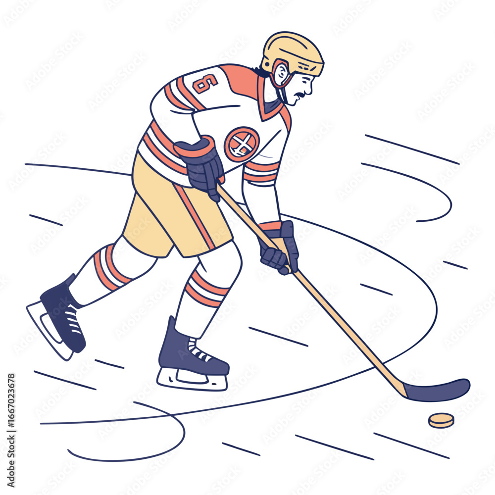Fototapeta premium Vector Hockey – Players, Sticks, and Ice Arena Elements