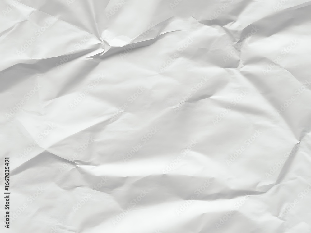 Obraz premium Close up textured background of crumpled white paper with shadows