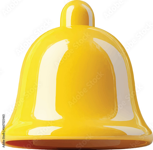 Shiny Yellow Bell with Reflections on Transparent Background polished