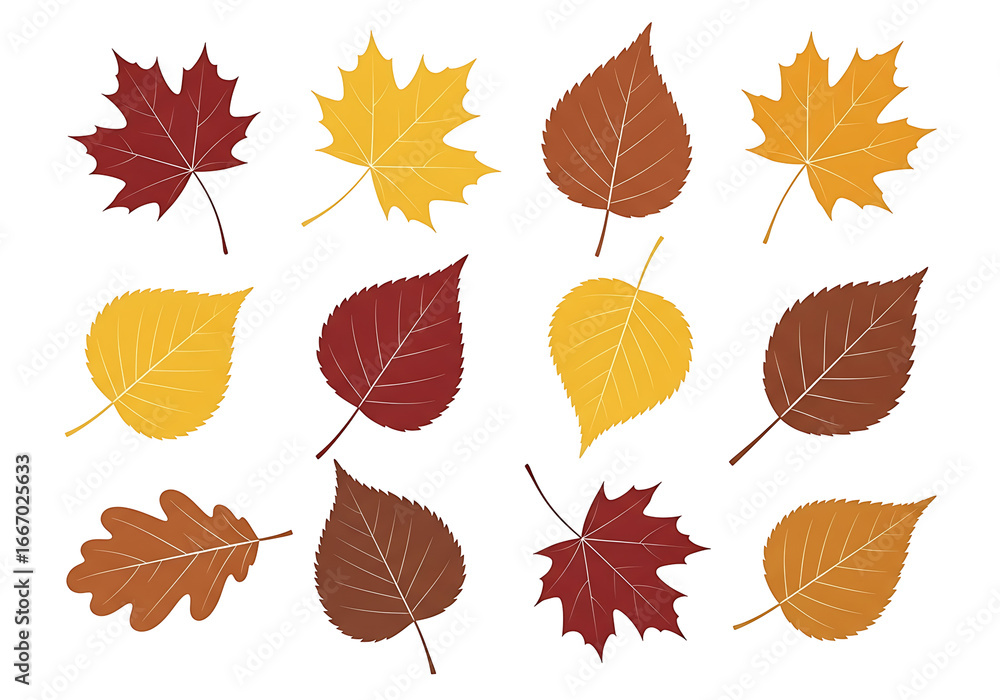 Obraz premium A collection of various autumn leaves in vibrant fall colors against a dark background.