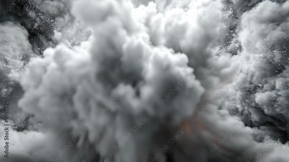 A large explosion occurs in an urban area, creating a thick cloud of smoke and shockwaves. The powerful blast is visible from a distance, stirring curiosity and concern among onlookers.