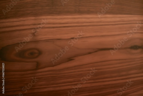 Close up of rich brown wood grain texture with visible knots and lines