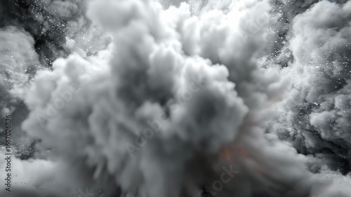 A large explosion occurs in an urban area, creating a thick cloud of smoke and shockwaves. The powerful blast is visible from a distance, stirring curiosity and concern among onlookers.