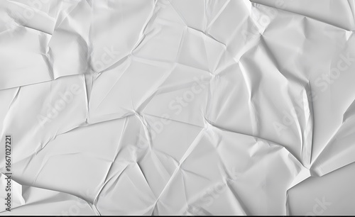 Abstract textured background of crumpled white paper with shadows and highlights