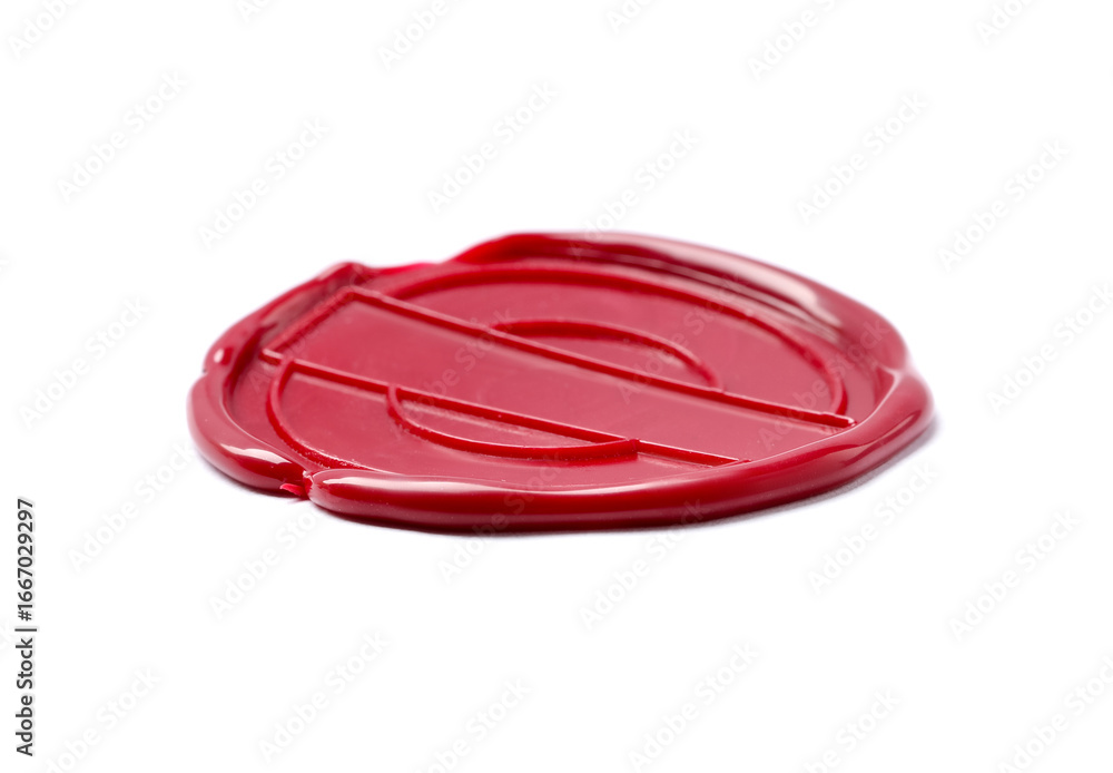 Naklejka premium One red wax seal isolated on white