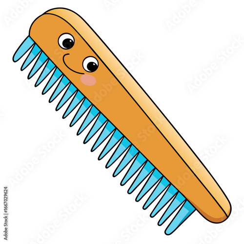Stylized comb with fine teeth on a clean white background