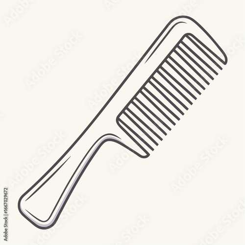 Stylized comb with fine teeth on a clean white background