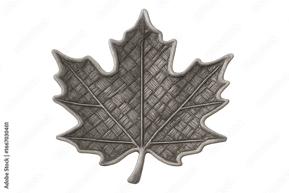 Fototapeta premium Silver maple leaf displaying detailed woven texture, transparent backdrop highlighting botanical intricacy of canadian autumn foliage