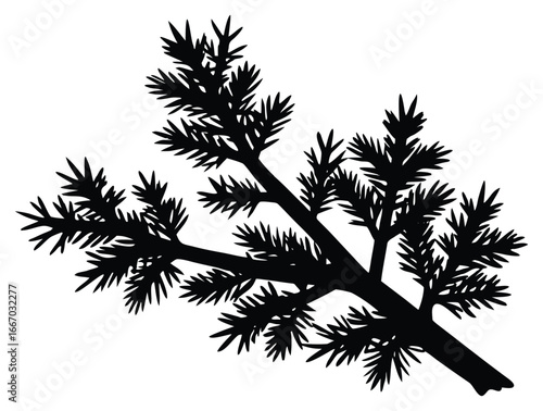 Wallpaper Mural Silhouette of Pine Tree Branch against White Background for Christmas Designs Torontodigital.ca