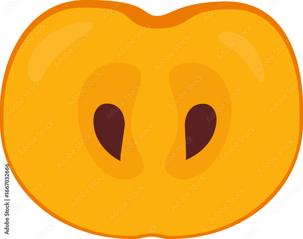 Fototapeta premium 과일-감-단감-감 단면-감 반쪽-감 씨-과일 씨-한국 과일