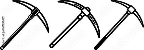 Pickaxe set, Set of pickaxes, pickaxe collection, Vector of pickaxe, pickaxe silhouette, pickaxe isolated on white background