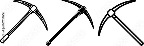 Pickaxe set, Set of pickaxes, pickaxe collection, Vector of pickaxe, pickaxe silhouette, pickaxe isolated on white background