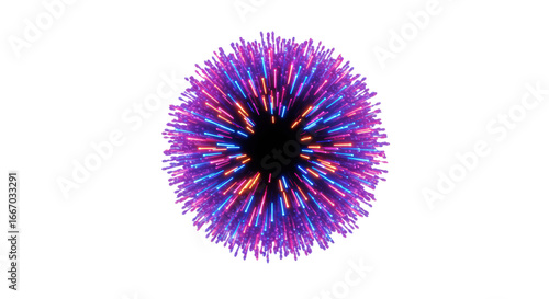 Luminous abstract circular design, soft radial burst light, vibrant gradients on transparent background, copy space, concept of dynamic energy and interconnectedness