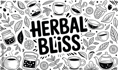 A display highlighting a serene collection of herbs, botanicals, and spices transformed into soothing infusions, fragrant teas, and wellness blends for calm and renewal.