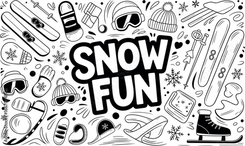 Nighttime winter scene of a playful snow gathering with children sliding, throwing snowballs, and building snowmen beneath dim streetlights as flakes fall, evoking merriment