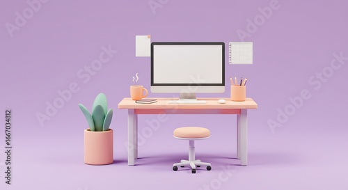 Wallpaper Mural Modern Minimalist Workspace Setup for Focused Productivity. Torontodigital.ca