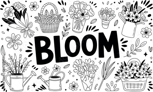 Subtle nocturnal bloom in a shadowy garden, where delicate flowers and foliage emerge from darkness, hinting at renewal, resilience, and the quiet beauty of growth.