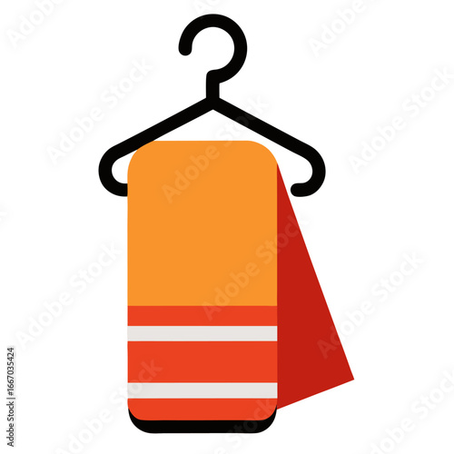 Clean towel hanging on a hook against a white background