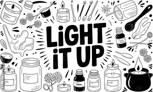 A moody, high-contrast scene featuring neon text that proclaims Light It Up, illuminating a dark background with typography and radiant ambiance, emphasizing luminous centerpiece.