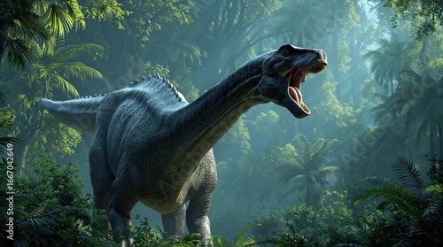 Apatosaurus dinosaur in the jungle generative ai