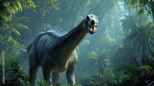 Apatosaurus dinosaur in the jungle generative ai