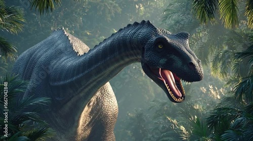 Apatosaurus dinosaur in the jungle generative ai