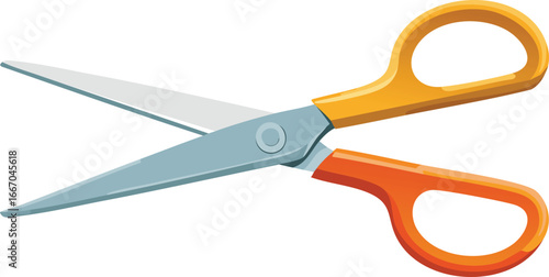 Flat Style Open Scissors Illustration